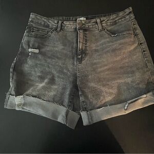 Time and Tru Gray Jean Shorts High-Waisted Relaxed Fit